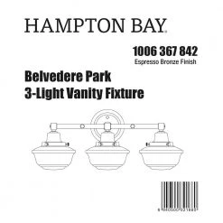 Belvedere Park 23.25 in. 3-Light Espresso Bronze Farmhouse Bathroom Vanity Light with Frosted Glass Shades by Hampton Bay -Hampton Bay Sales espresso bronze hampton bay vanity lighting kfn1303ax 01 br 1f 1000