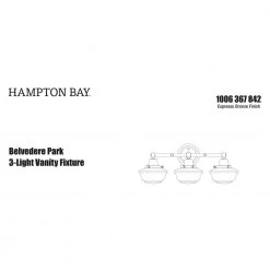 Belvedere Park 23.25 in. 3-Light Espresso Bronze Farmhouse Bathroom Vanity Light with Frosted Glass Shades by Hampton Bay -Hampton Bay Sales espresso bronze hampton bay vanity lighting kfn1303ax 01 br 44 1000