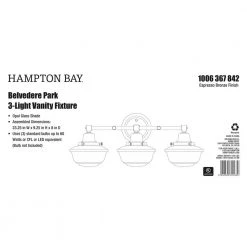 Belvedere Park 23.25 in. 3-Light Espresso Bronze Farmhouse Bathroom Vanity Light with Frosted Glass Shades by Hampton Bay -Hampton Bay Sales espresso bronze hampton bay vanity lighting kfn1303ax 01 br 4f 1000