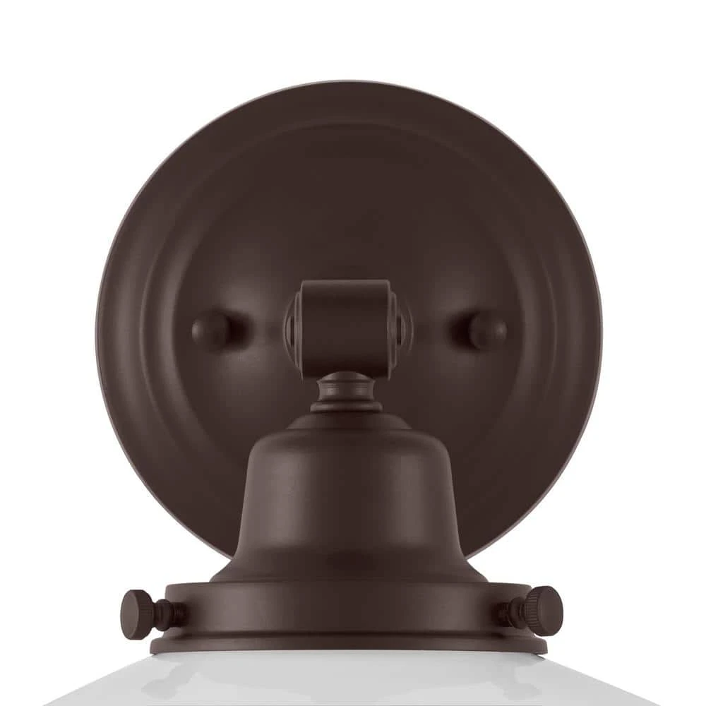 Belvedere Park 5.16 in. 1-Light Espresso Bronze Indoor Wall Farmhouse Sconce with Frosted Opal Glass by Hampton Bay 5 Belvedere Park 5.16 in. 1-Light Espresso Bronze Indoor Wall Farmhouse Sconce with Frosted Opal Glass by Hampton Bay - Image 5