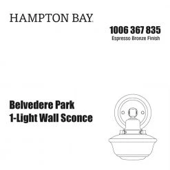 Belvedere Park 5.16 in. 1-Light Espresso Bronze Indoor Wall Farmhouse Sconce with Frosted Opal Glass by Hampton Bay 15 Belvedere Park 5.16 in. 1-Light Espresso Bronze Indoor Wall Farmhouse Sconce with Frosted Opal Glass by Hampton Bay -Hampton Bay Sales espresso bronze hampton bay wall sconces kfn1301ax 01 br 1f 1000