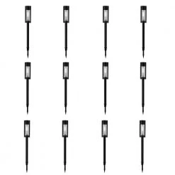 15 Lumens Solar Black LED Modern Bollard Path Light Set with Vintage Bulb (12-Pack) by Hampton Bay