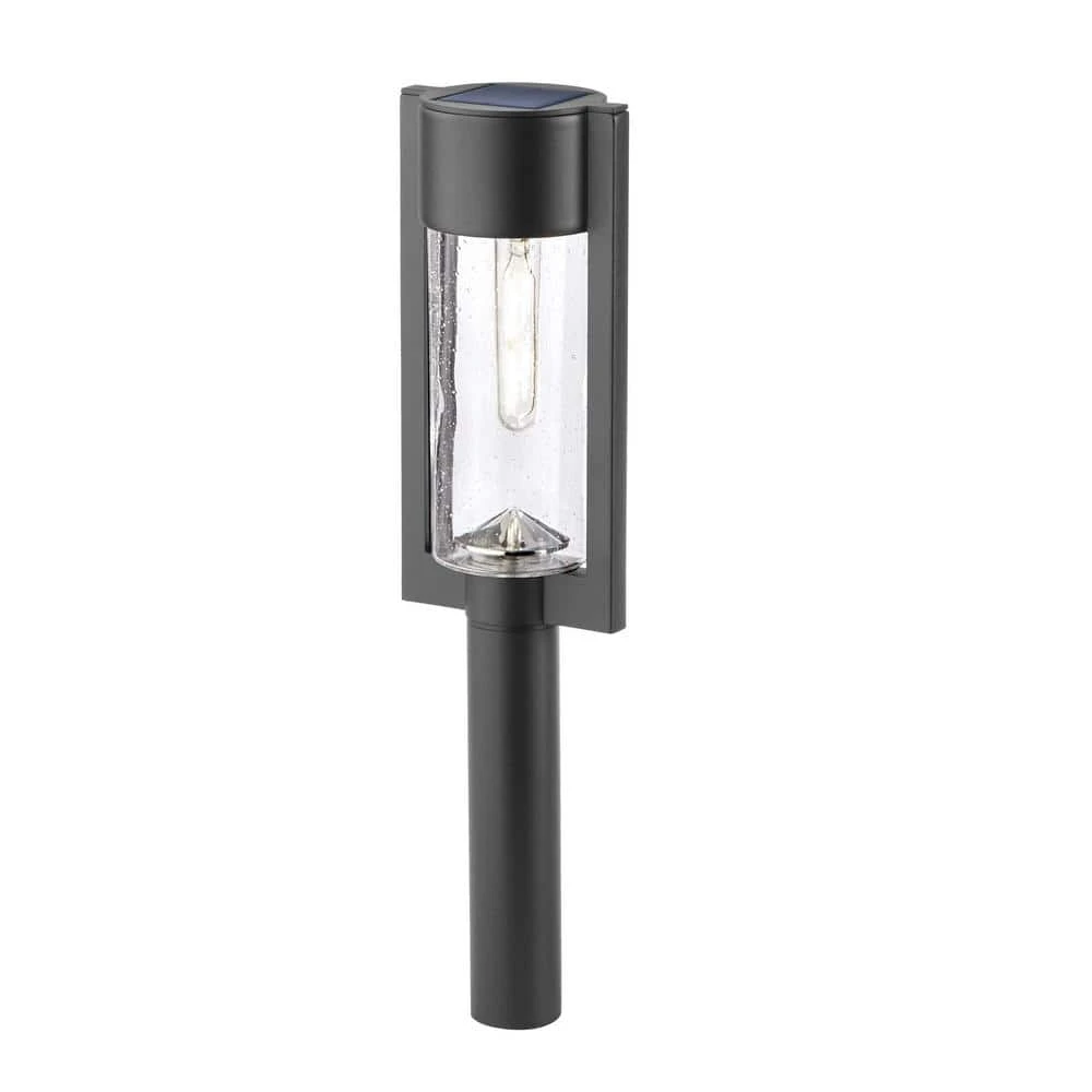 Clermont Solar Black LED 15 Lumens Modern Bollard Path Light Set with Vintage Bulb (4-Pack) by Hampton Bay 4 Clermont Solar Black LED 15 Lumens Modern Bollard Path Light Set with Vintage Bulb (4-Pack) by Hampton Bay - Image 4