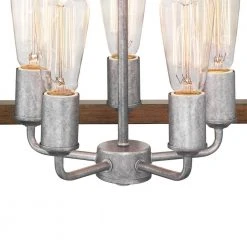 Boswell Quarter 5-Light Galvanized Pendant with Painted Chestnut Wood Accents by Hampton Bay -Hampton Bay Sales galvanized hampton bay chandeliers 7949hdcgldi 4f 1000