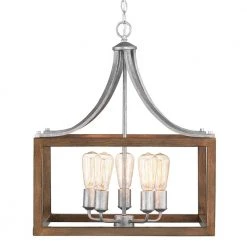 Boswell Quarter 5-Light Galvanized Pendant with Painted Chestnut Wood Accents by Hampton Bay -Hampton Bay Sales galvanized hampton bay chandeliers 7949hdcgldi c3 1000