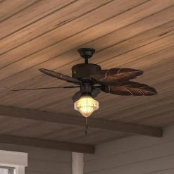 Nassau 52 in. Indoor/Outdoor LED Gilded Iron Wet Rated Ceiling Fan with Light Kit and 5 Weather Resistant Blades by Hampton Bay -Hampton Bay Sales gilded iron hampton bay ceiling fans with lights 58020 4f 1000