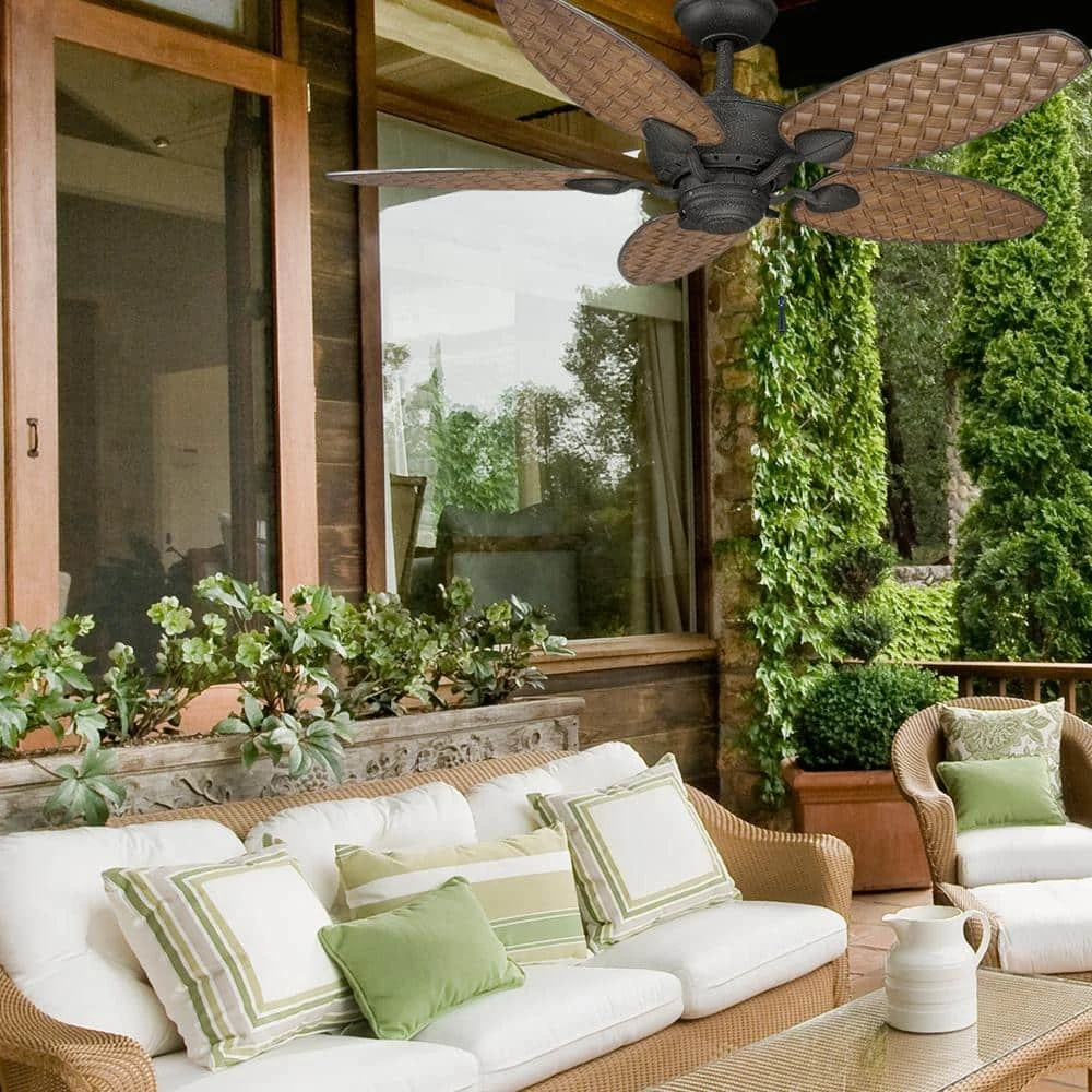 Largo 48 in. Indoor/Outdoor Gilded Iron Wet Rated Downrod Ceiling Fan with Reversible Motor by Hampton Bay 2 Largo 48 in. Indoor/Outdoor Gilded Iron Wet Rated Downrod Ceiling Fan with Reversible Motor by Hampton Bay - Image 2