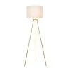 Quinby 58 in. Gold Tripod Floor Lamp with White Fabric Shade by Hampton Bay