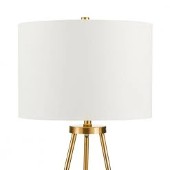 Quinby 58 in. Gold Tripod Floor Lamp with White Fabric Shade by Hampton Bay -Hampton Bay Sales gold hampton bay floor lamps hd6420b a0 1000