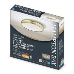 ASHBURROW 15 in. Gold Selectable LED Flush Mount with Night Light by Hampton Bay -Hampton Bay Sales gold hampton bay flush mount lights ca9aa026fr1g25n fa 1000