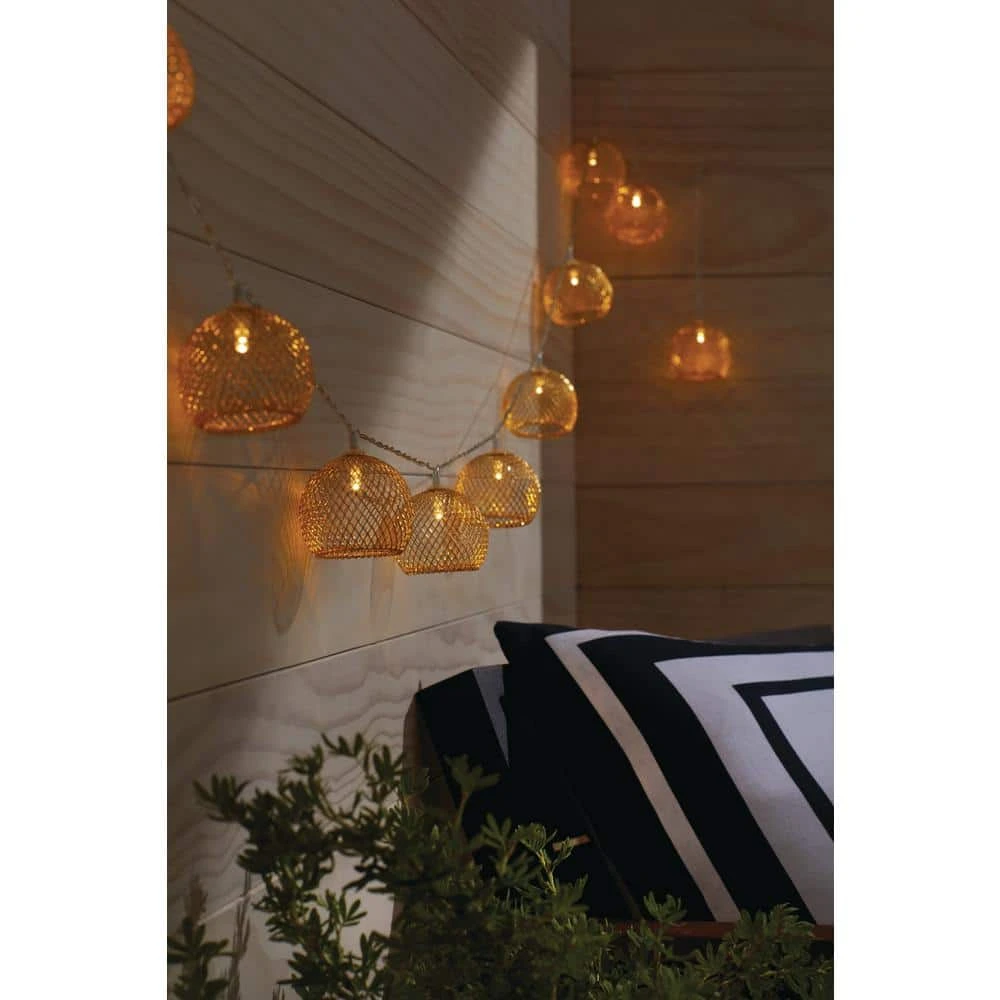 Indoor 12 ft. Battery Operated Metal Integrated LED String Lights (10-Light) by Hampton Bay 2 Indoor 12 ft. Battery Operated Metal Integrated LED String Lights (10-Light) by Hampton Bay - Image 2