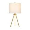 Quinby 22 in. Gold Tripod Table Lamp with White Fabric Shade by Hampton Bay