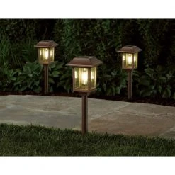 Mitchell 10 Lumens Solar Golden Bronze Filament LED Path Light (6-Pack) by Hampton Bay -Hampton Bay Sales golden bronze hampton bay path lights sl2908 e1 1000
