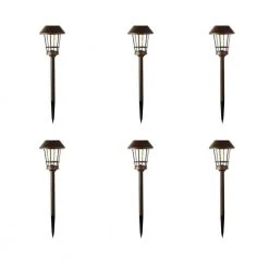 Ashburn 12 Lumens Solar Golden Bronze Spiral Filament LED Path Light(6-Pack) by Hampton Bay