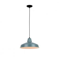 1-Light Gray Blue Warehouse Pendant Light with Metal Shade by Hampton Bay