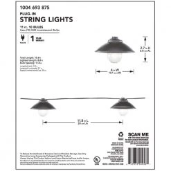 Outdoor/Indoor 11 ft. Line Voltage G40 Bulb Incandescent String Light (10-Heads) by Hampton Bay 8 Outdoor/Indoor 11 ft. Line Voltage G40 Bulb Incandescent String Light (10-Heads) by Hampton Bay -Hampton Bay Sales gray hampton bay string lights nxt 2336 1f 1000
