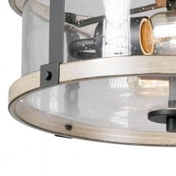 Richland 2-Light Grey Wood Finish Flush Mount with Clear Seedy Glass by Hampton Bay -Hampton Bay Sales gray wood hampton bay flush mount lights ksf8002ax 01 4f 1000