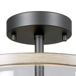 Richland 2-Light Grey Wood Semi Flush Mount Clear Seedy Glass by Hampton Bay -Hampton Bay Sales gray wood hampton bay flush mount lights ksf8202ax 01 1f 1000