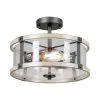 Richland 2-Light Grey Wood Semi Flush Mount Clear Seedy Glass by Hampton Bay