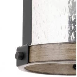Richland 1-Light Grey Wood Finish Shaded Mini-Pendant with Clear Seedy Glass by Hampton Bay -Hampton Bay Sales gray wood hampton bay pendant lights ksf8901ax 01 4f 1000