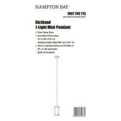 Richland 1-Light Grey Wood Finish Shaded Mini-Pendant with Clear Seedy Glass by Hampton Bay -Hampton Bay Sales gray wood hampton bay pendant lights ksf8901ax 01 76 1000
