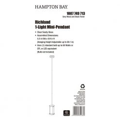 Richland 1-Light Grey Wood Finish Shaded Mini-Pendant with Clear Seedy Glass by Hampton Bay -Hampton Bay Sales gray wood hampton bay pendant lights ksf8901ax 01 fa 1000