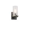 Richland 1-Light Wall Sconce Grey Wood Clear Seedy Glass by Hampton Bay