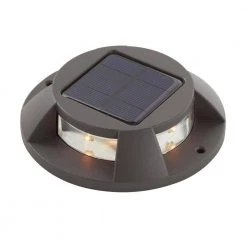 Solar Gray Outdoor Integrated LED Landscape Ground Path Disk Lights 8 Lumens (4-Pack) by Hampton Bay