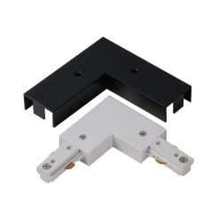 2400-Watt Linear Track Lighting Connector Right Angle Coupler with White and Black Covers by Hampton Bay