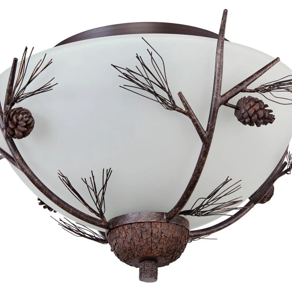 Spruce Lodge 15 in. 2-Light Handmade Finish Pinecone Convertible Semi-Flush Mount by Hampton Bay 3 Spruce Lodge 15 in. 2-Light Handmade Finish Pinecone Convertible Semi-Flush Mount by Hampton Bay - Image 3