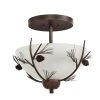 Spruce Lodge 15 in. 2-Light Handmade Finish Pinecone Convertible Semi-Flush Mount by Hampton Bay