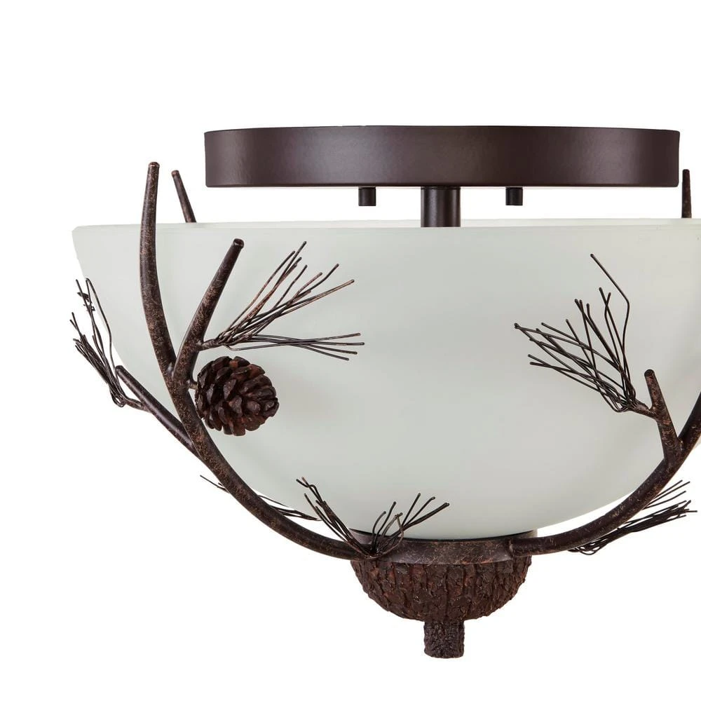Spruce Lodge 15 in. 2-Light Handmade Finish Pinecone Convertible Semi-Flush Mount by Hampton Bay 4 Spruce Lodge 15 in. 2-Light Handmade Finish Pinecone Convertible Semi-Flush Mount by Hampton Bay - Image 4