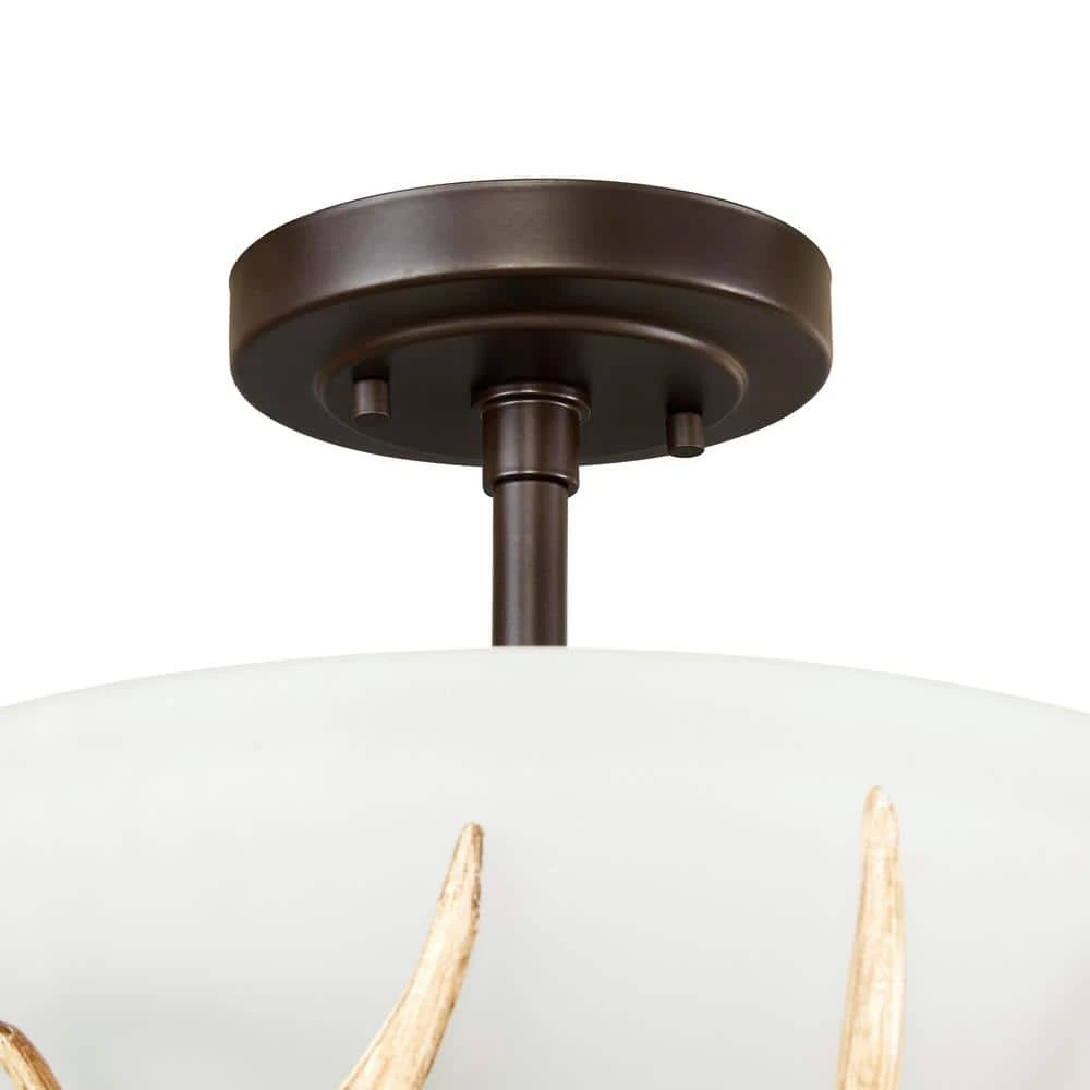 Deer Lake 13 in. 2-Light Handmade Finish Anlter Convertible Semi-Flush Mount by Hampton Bay 5 Deer Lake 13 in. 2-Light Handmade Finish Anlter Convertible Semi-Flush Mount by Hampton Bay - Image 5