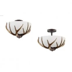 Deer Lake 13 in. 2-Light Handmade Finish Anlter Convertible Semi-Flush Mount by Hampton Bay 11 Deer Lake 13 in. 2-Light Handmade Finish Anlter Convertible Semi-Flush Mount by Hampton Bay -Hampton Bay Sales handmade finish hampton bay flush mount lights rsc01218 5f 1f 1000