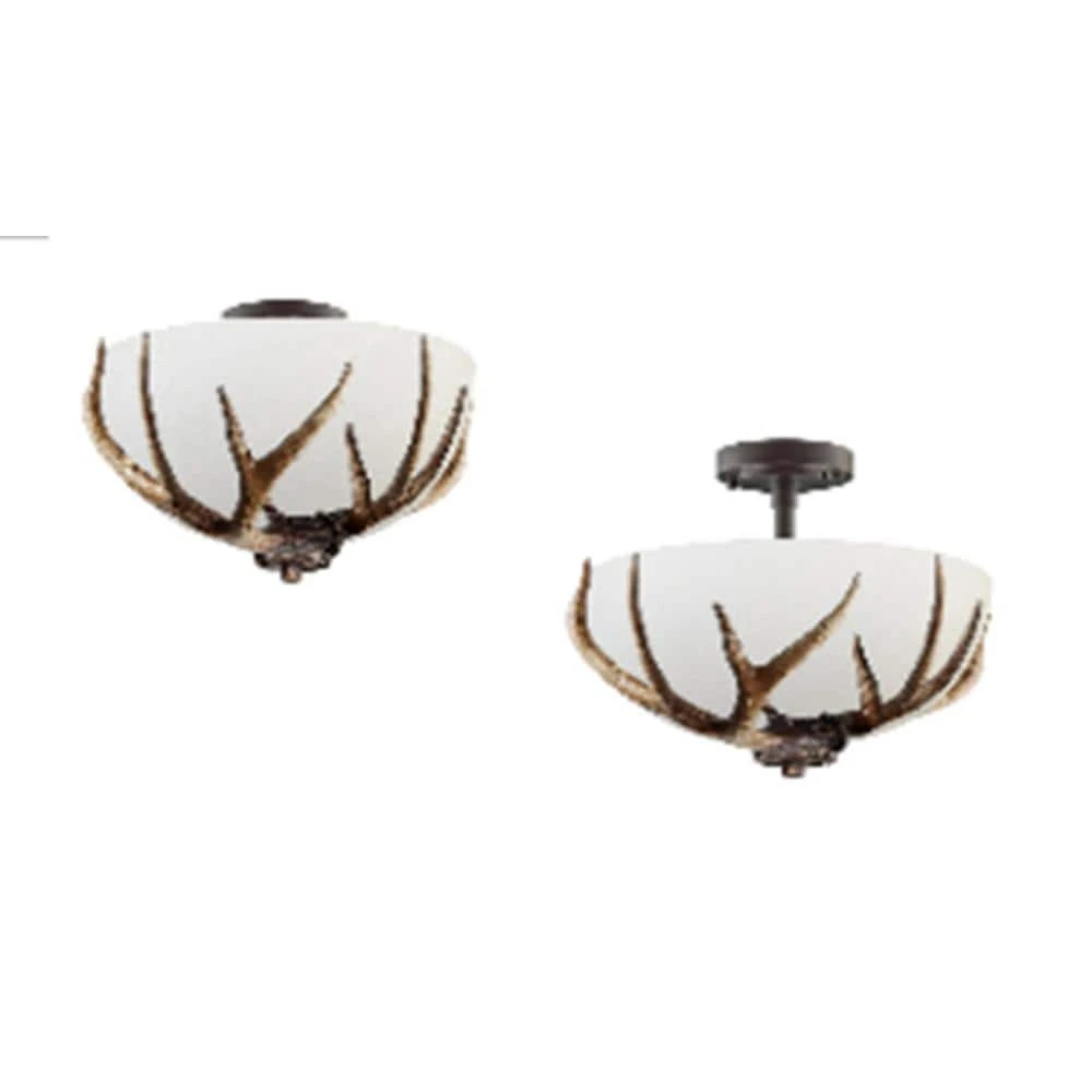 Deer Lake 13 in. 2-Light Handmade Finish Anlter Convertible Semi-Flush Mount by Hampton Bay 6 Deer Lake 13 in. 2-Light Handmade Finish Anlter Convertible Semi-Flush Mount by Hampton Bay - Image 6