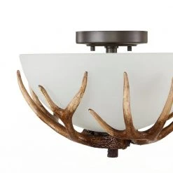 Deer Lake 13 in. 2-Light Handmade Finish Anlter Convertible Semi-Flush Mount by Hampton Bay 9 Deer Lake 13 in. 2-Light Handmade Finish Anlter Convertible Semi-Flush Mount by Hampton Bay -Hampton Bay Sales handmade finish hampton bay flush mount lights rsc01218 5f a0 1000