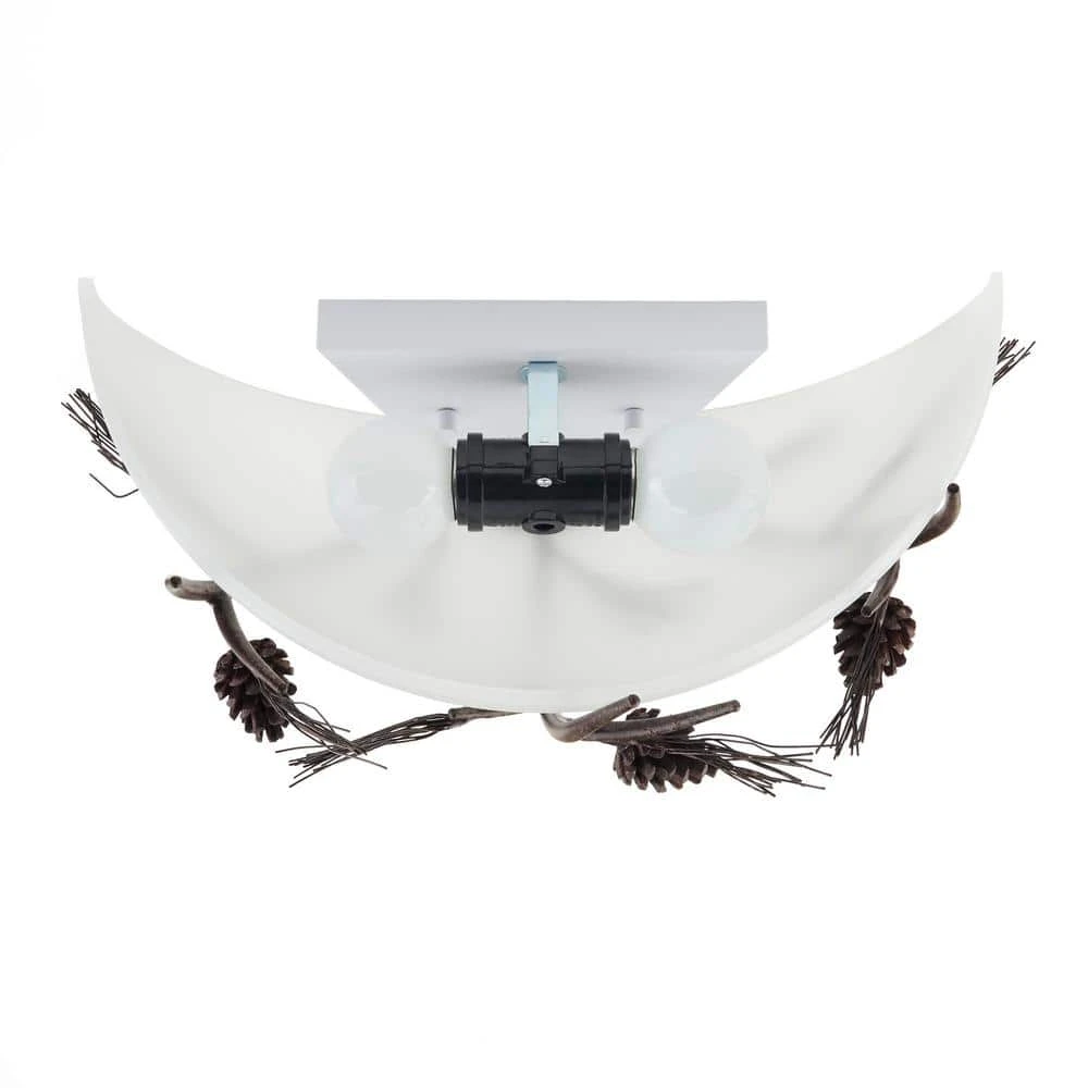 Spruce Lodge 2-Lights Handmade Pinecone Semicircle Wall Sconce with Frosted Glass Shade by Hampton Bay 3 Spruce Lodge 2-Lights Handmade Pinecone Semicircle Wall Sconce with Frosted Glass Shade by Hampton Bay - Image 3