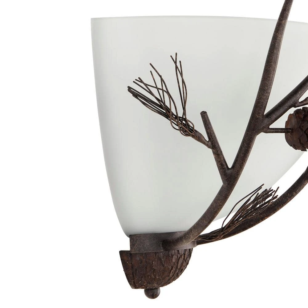 Spruce Lodge 2-Lights Handmade Pinecone Semicircle Wall Sconce with Frosted Glass Shade by Hampton Bay 2 Spruce Lodge 2-Lights Handmade Pinecone Semicircle Wall Sconce with Frosted Glass Shade by Hampton Bay - Image 2
