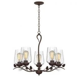 Spruce Lodge 5-Light Handmade Finish Pinecone Chandelier with Cear Seeded Glass Shade by Hampton Bay -Hampton Bay Sales handmade finish with clear seeded glass hampton bay chandeliers rsl01218 14s 4f 1000