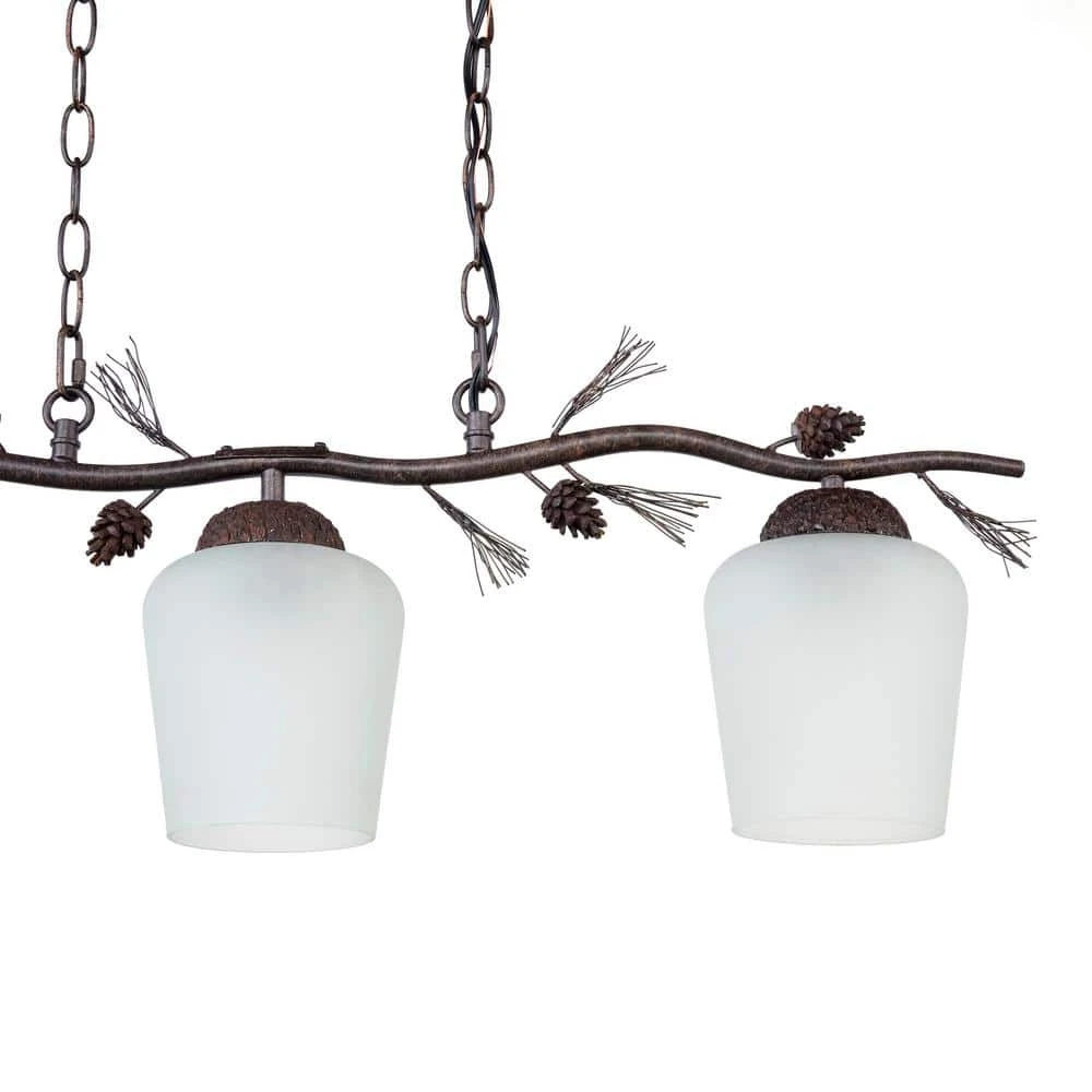 Spruce Lodge 3-Light Handmade Pinecone Chandelier/Pendant with Frosted Glass Shades by Hampton Bay 3 Spruce Lodge 3-Light Handmade Pinecone Chandelier/Pendant with Frosted Glass Shades by Hampton Bay - Image 3