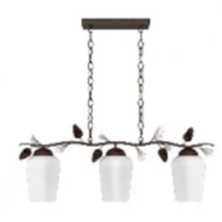 Spruce Lodge 3-Light Handmade Pinecone Chandelier/Pendant with Frosted Glass Shades by Hampton Bay