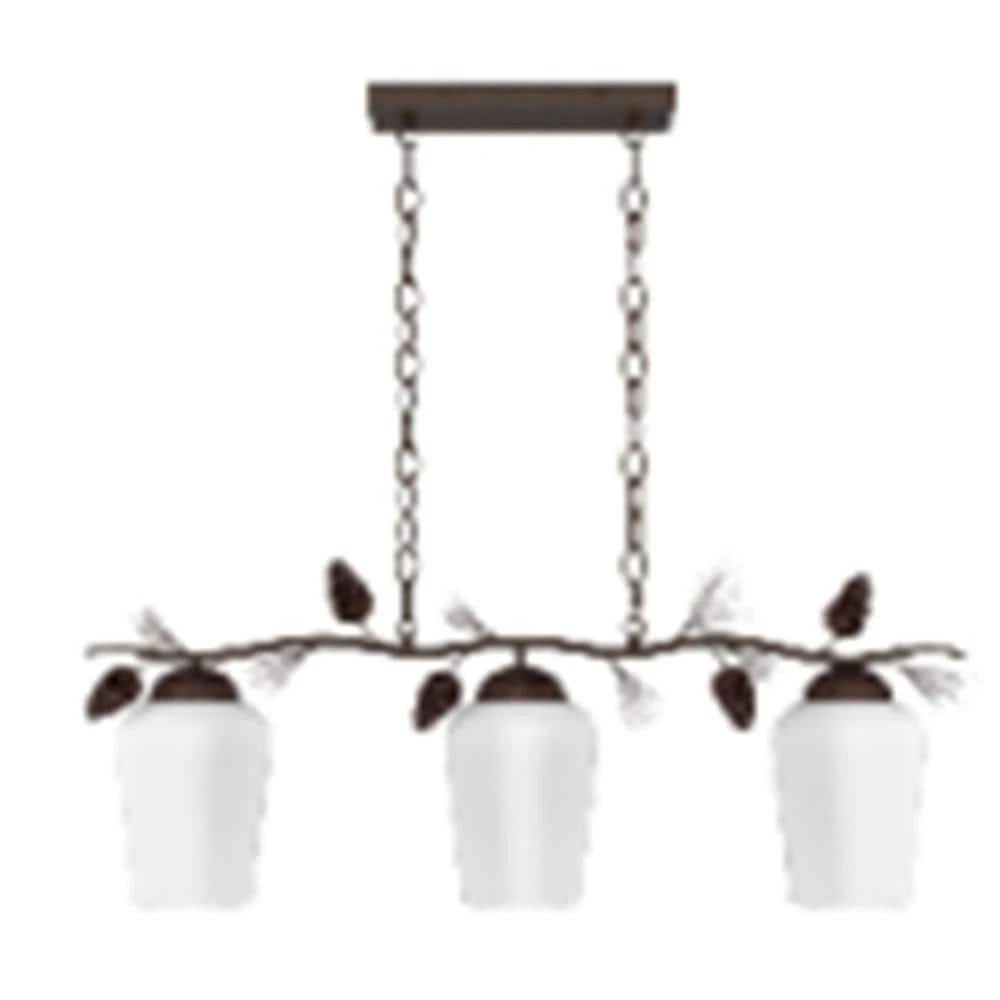 Spruce Lodge 3-Light Handmade Pinecone Chandelier/Pendant with Frosted Glass Shades by Hampton Bay 1 Spruce Lodge 3-Light Handmade Pinecone Chandelier/Pendant with Frosted Glass Shades by Hampton Bay