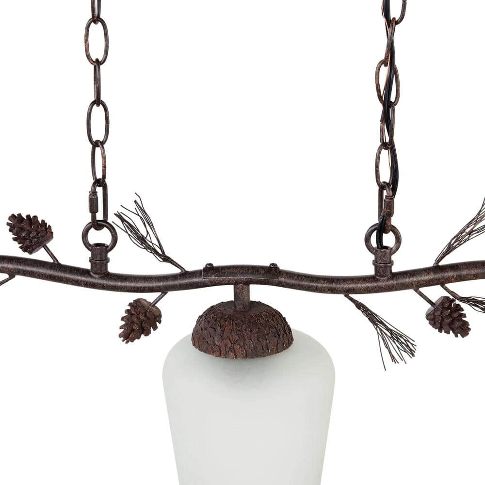 Spruce Lodge 3-Light Handmade Pinecone Chandelier/Pendant with Frosted Glass Shades by Hampton Bay 4 Spruce Lodge 3-Light Handmade Pinecone Chandelier/Pendant with Frosted Glass Shades by Hampton Bay - Image 4