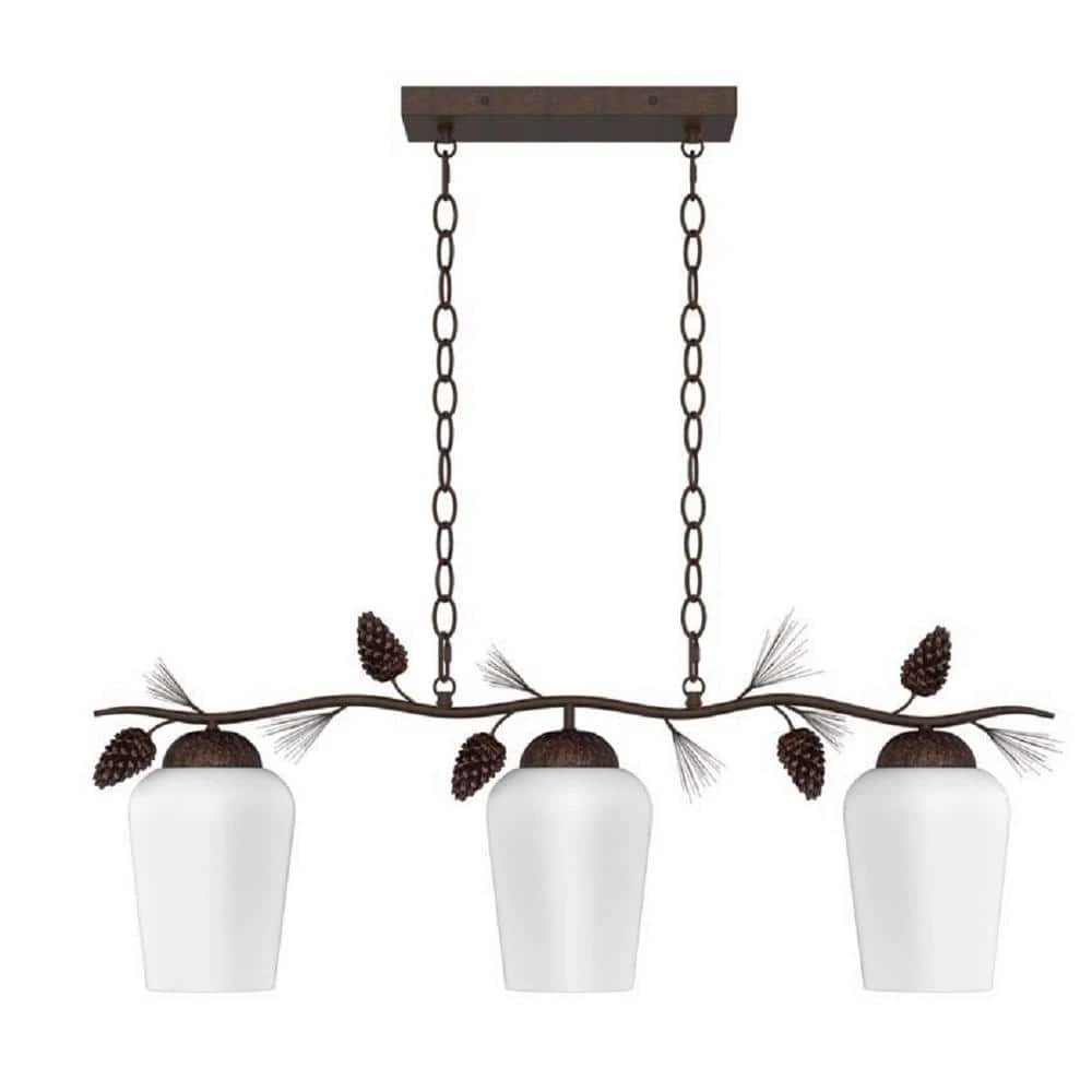 Spruce Lodge 3-Light Handmade Pinecone Chandelier/Pendant with Frosted Glass Shades by Hampton Bay 6 Spruce Lodge 3-Light Handmade Pinecone Chandelier/Pendant with Frosted Glass Shades by Hampton Bay - Image 6