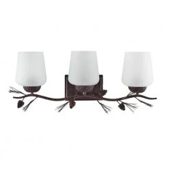 Spruce Lodge 25 in. 3-Light Handmade Pinecone Vanity Light with Frosted Glass Shade by Hampton Bay -Hampton Bay Sales handmade finish with frosted glass hampton bay vanity lighting rsv01218 11f 40 1000