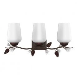 Spruce Lodge 25 in. 3-Light Handmade Pinecone Vanity Light with Frosted Glass Shade by Hampton Bay -Hampton Bay Sales handmade finish with frosted glass hampton bay vanity lighting rsv01218 11f 4f 1000