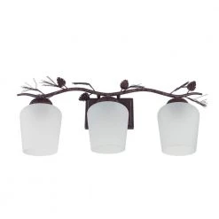 Spruce Lodge 25 in. 3-Light Handmade Pinecone Vanity Light with Frosted Glass Shade by Hampton Bay -Hampton Bay Sales handmade finish with frosted glass hampton bay vanity lighting rsv01218 11f a0 1000