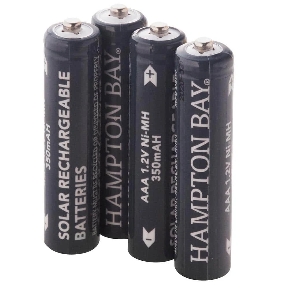 Nickel-Metal Hydride 350mAh Solar Rechargeable AAA Batteries (4-Pack) by Hampton Bay 1 Nickel-Metal Hydride 350mAh Solar Rechargeable AAA Batteries (4-Pack) by Hampton Bay