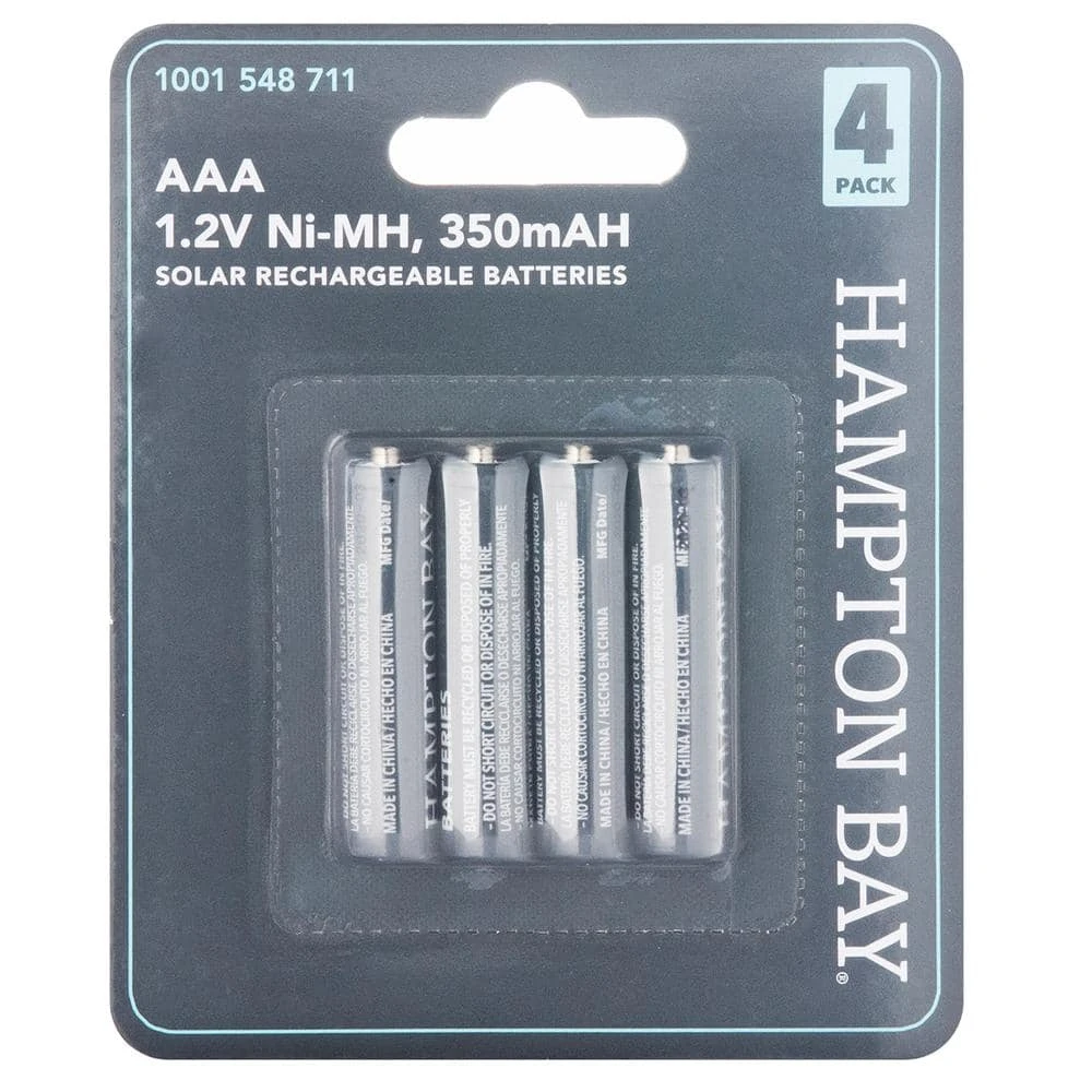 Nickel-Metal Hydride 350mAh Solar Rechargeable AAA Batteries (4-Pack) by Hampton Bay 2 Nickel-Metal Hydride 350mAh Solar Rechargeable AAA Batteries (4-Pack) by Hampton Bay - Image 2