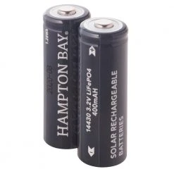 Lithium Phosphate 400mAh Solar Rechargeable 14430 Batteries (2-Pack) by Hampton Bay